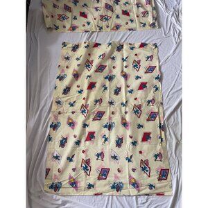 Vintage 1981 Smurfs Curtain Set By Wallace Berrie 45" wide x 33" Long